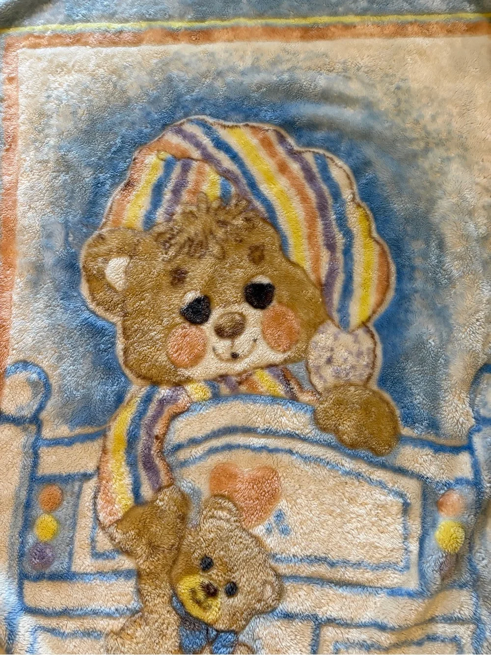 Vintage Iconic Teddy Bears Fleece Crib Blanket 1980’s Super Baby 52x38
